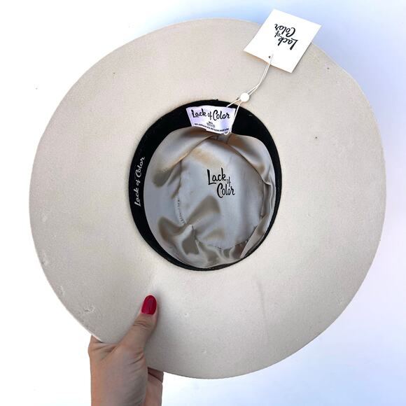 New Lack Of Color Juno Boater Hat Cream Australian Wool Small Gold Band Felt - Picture 7 of 10